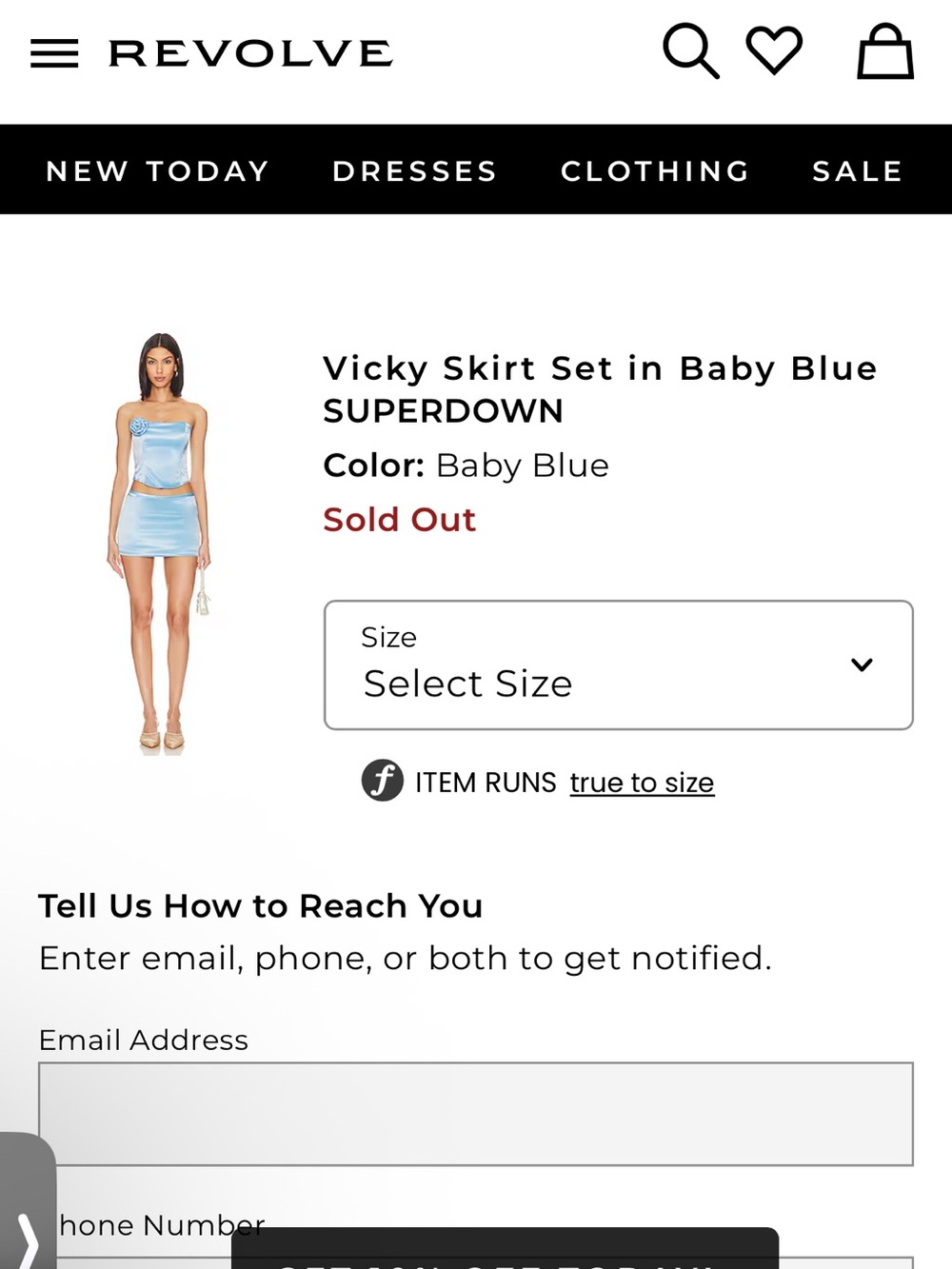 NWT superdown Vicky Baby Blue Corset Skirt Set